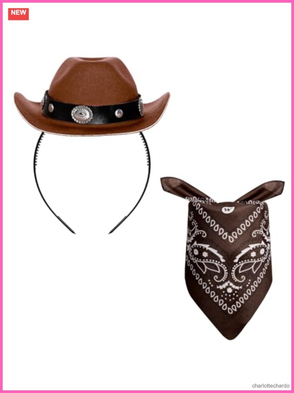 Cowgirl Mini Hat Headband with Bandana Women Western Party Favor